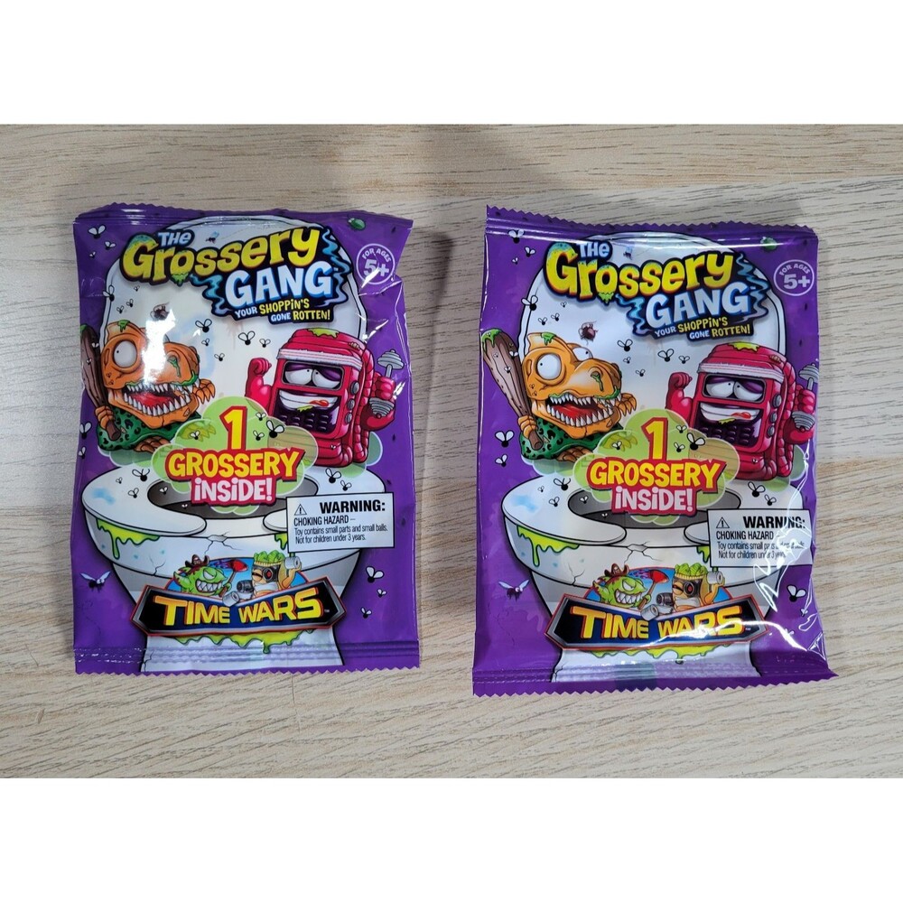 The Grossery Gang Time Wars Blind Bag Lot Of 2 New Sealed Surprise Figure Weapon